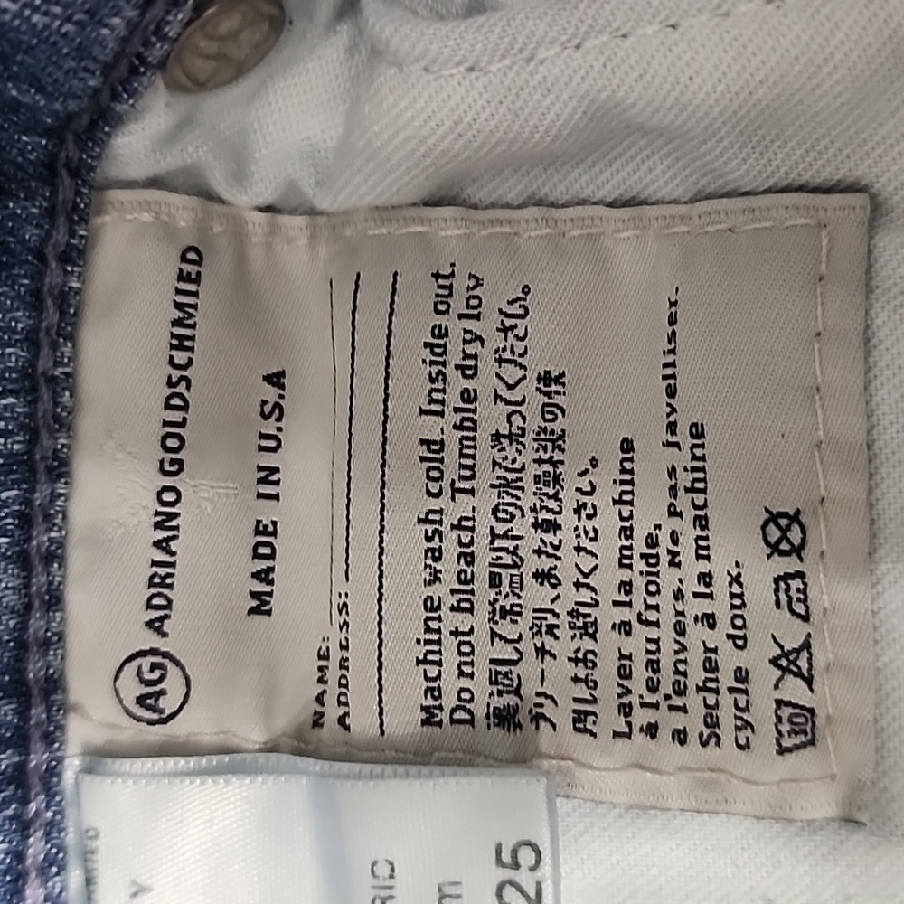 Ag Adriano Goldschmied Stevie cuff jeans Slim Straight cuffed Sz 25 Medium Wash - Picture 14 of 14